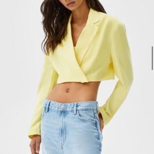 Yellow Bershka Cropped Blazer